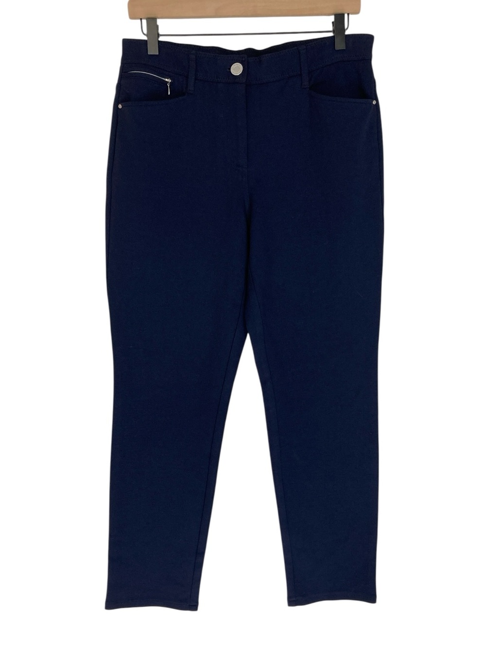 Chico's So Slimming Navy Stretch Ankle Pant, Size Medium